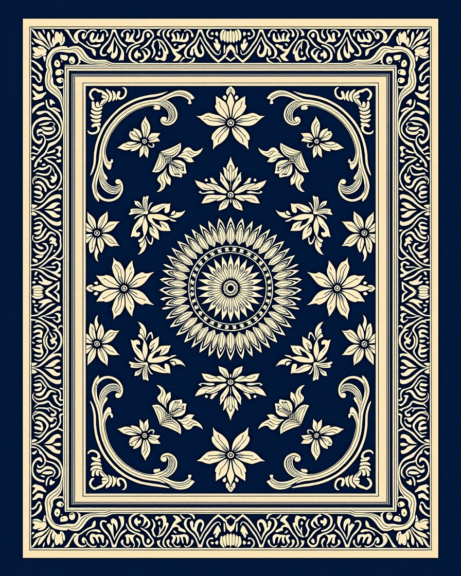 Classic Floral Mandala Design Rug