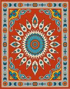 Vibrant 2 Tone Floral Medallion Design Rug