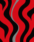 Bold Red Black Wave Pattern Rug