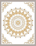 Ornate Gold Floral Mandala Design Rug