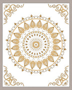 Ornate Gold Floral Mandala Design Rug
