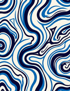Abstract Blue Swirl Pattern Rug