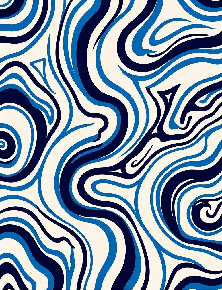 Abstract Blue Swirl Pattern Rug