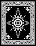 Ornate Black White Circular Pattern Rug
