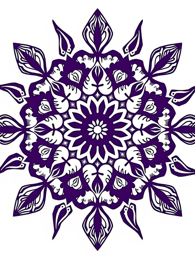 Deep Purple Intricate Floral Mandala Rug