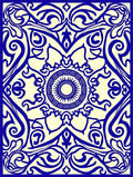 Navy Blue Intricate Floral Mandala Pattern Rug