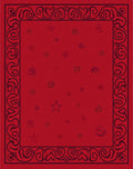 Red Scrollwork With Star Accents Rug