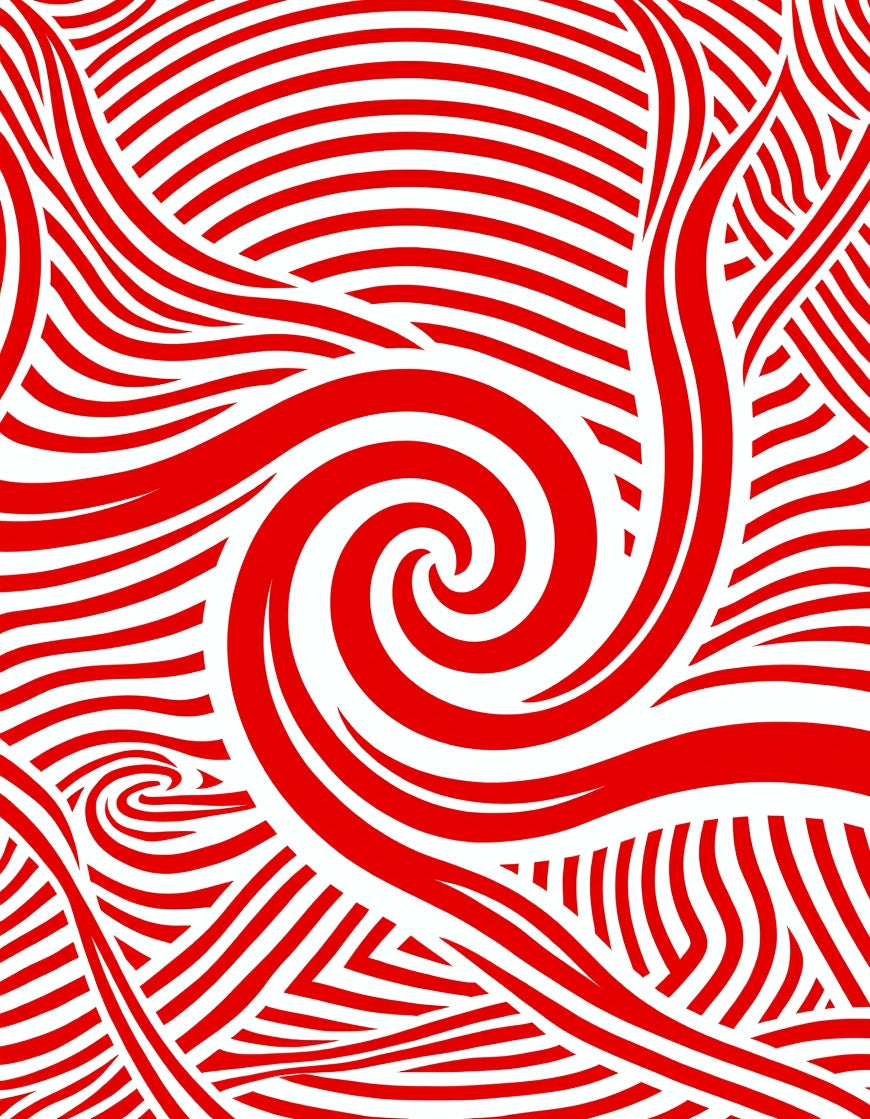 Radiant Red Swirl Stripe Abstract Rug
