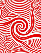 Radiant Red Swirl Stripe Abstract Rug