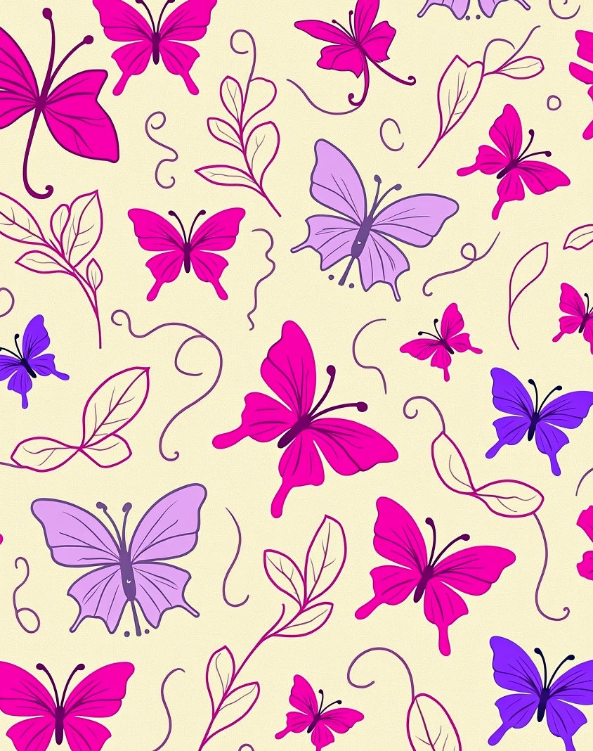 Vibrant Butterfly Leaf Pattern Design Rug
