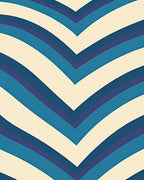 Retro Chevron Blue And Cream Rug