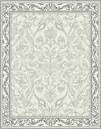 Light Gray Floral Vine Patterned Area Rug