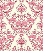 Ornate Damask Pink Floral Design Rug