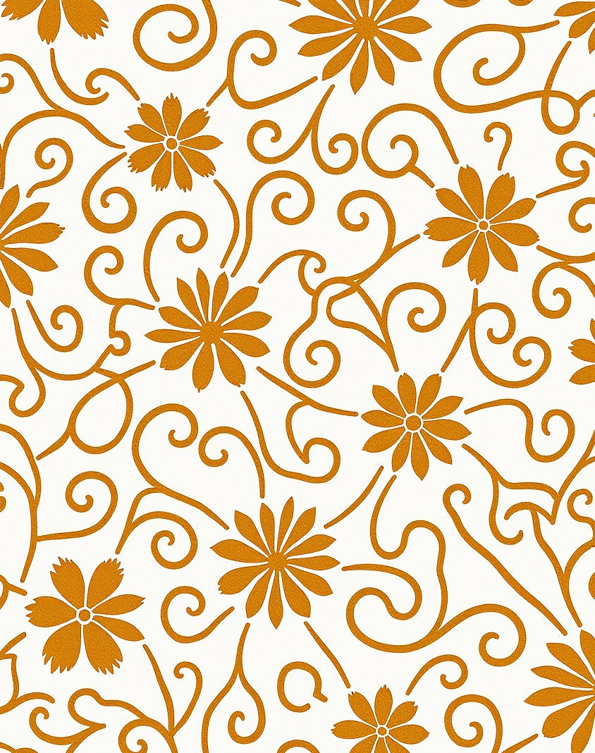 Golden Swirl Floral Design Rug