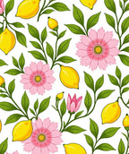 Charming Lemon Pink Floral Pattern Rug