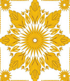Golden Floral Sunburst Medallion Design Rug