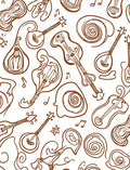 Musical Instruments Whimsical Sketch Pattern Rug