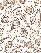 Musical Instruments Whimsical Sketch Pattern Rug