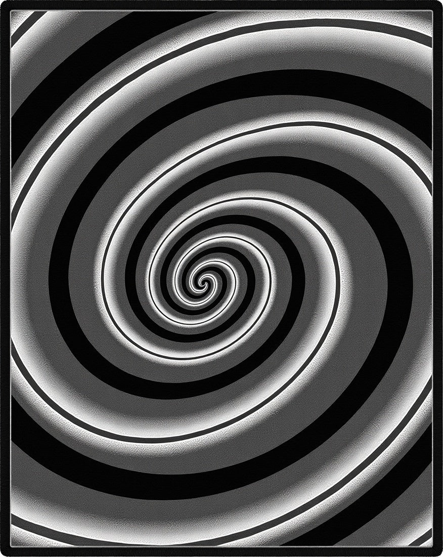 Abstract Black White Spiral Design Rug
