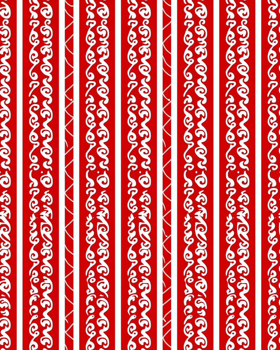 Crimson White Vertical Scroll Border Rug