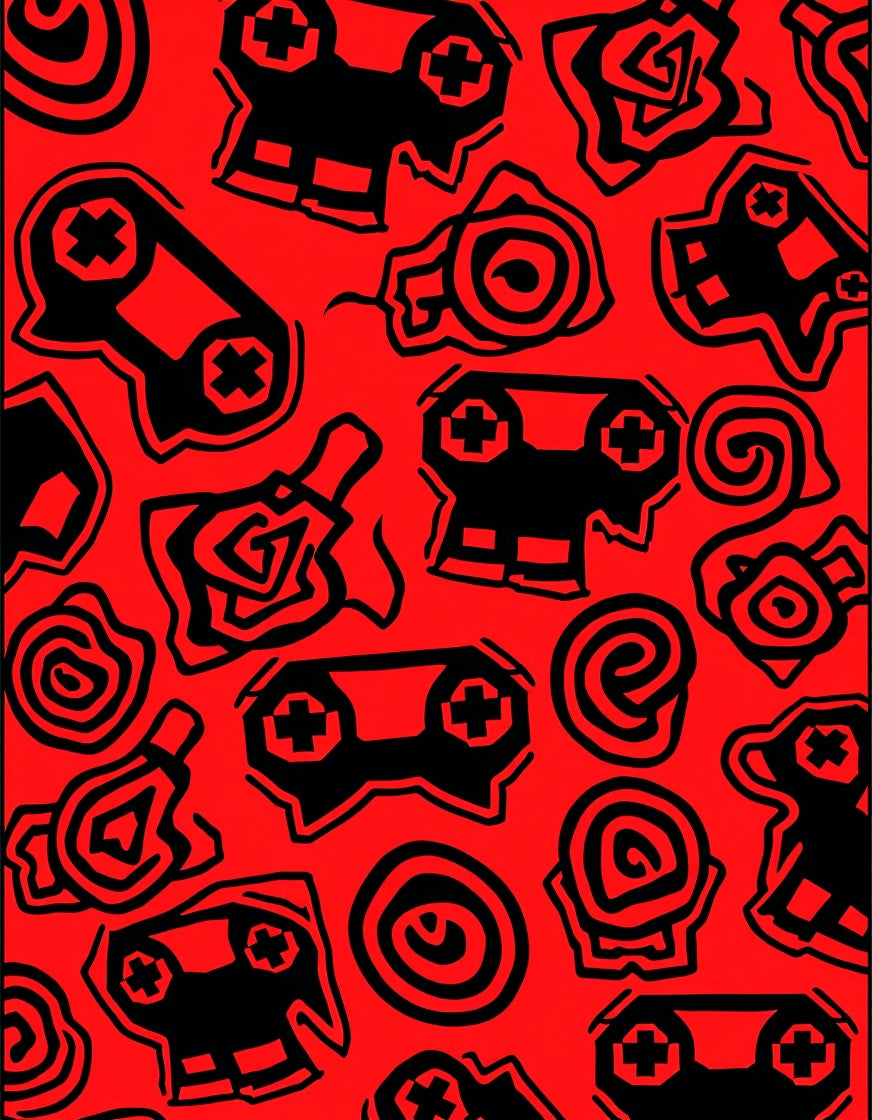Gamer Skull Patterned Graphic Design Rug