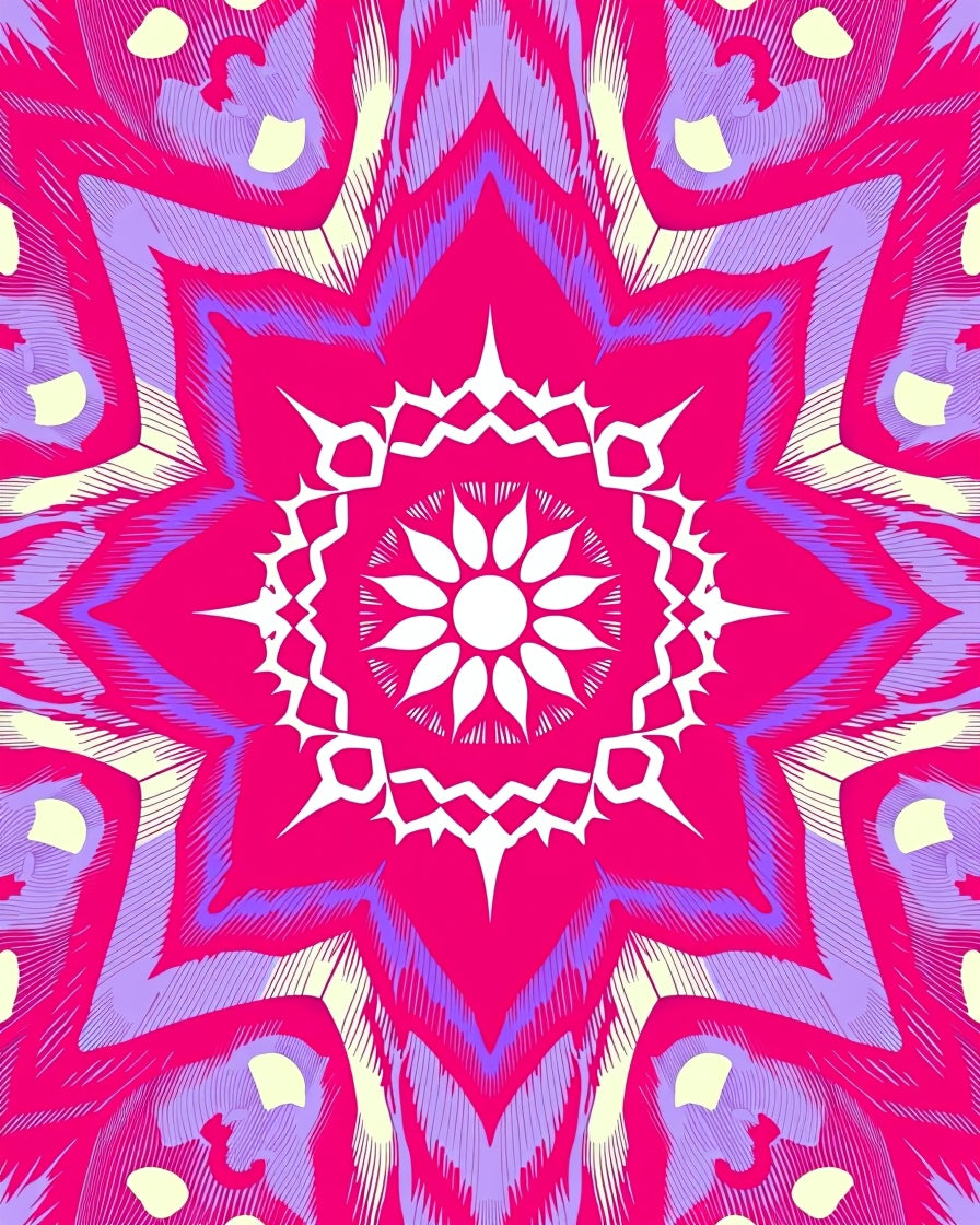Vibrant Pink Mandala Floral Design Rug