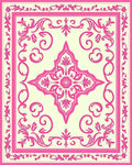 Pink Cream Floral Scroll Pattern Rug