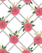 Pink Rose Trellis Pattern Design Rug