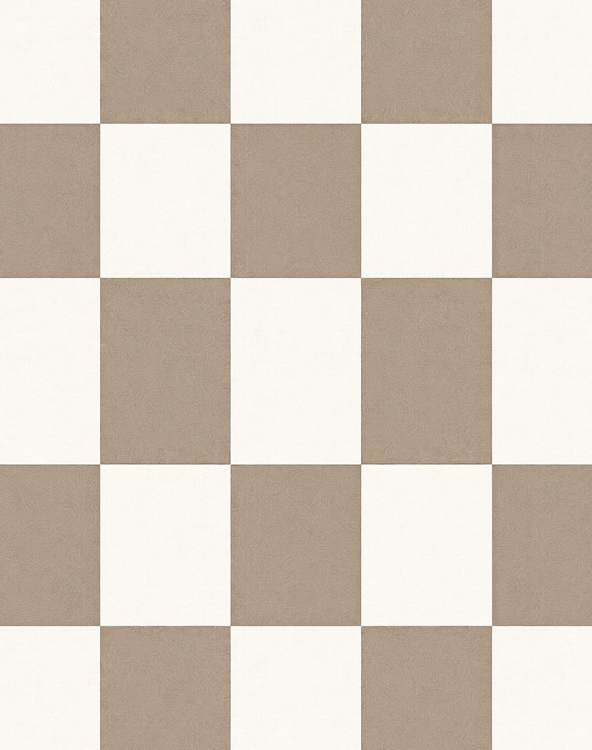 Classic Brown White Checkerboard Pattern Rug
