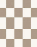 Classic Brown White Checkerboard Pattern Rug