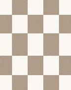 Classic Brown White Checkerboard Pattern Rug