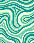 Teal Mint Wavy Fluid Rug
