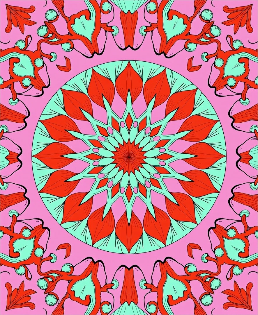 Bold Floral Mandala Pattern Rug