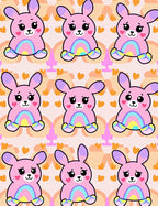 Pink Bunny Rainbow Heart Pattern Rug