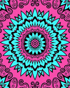 Bold Teal Mandala Floral Pattern Rug