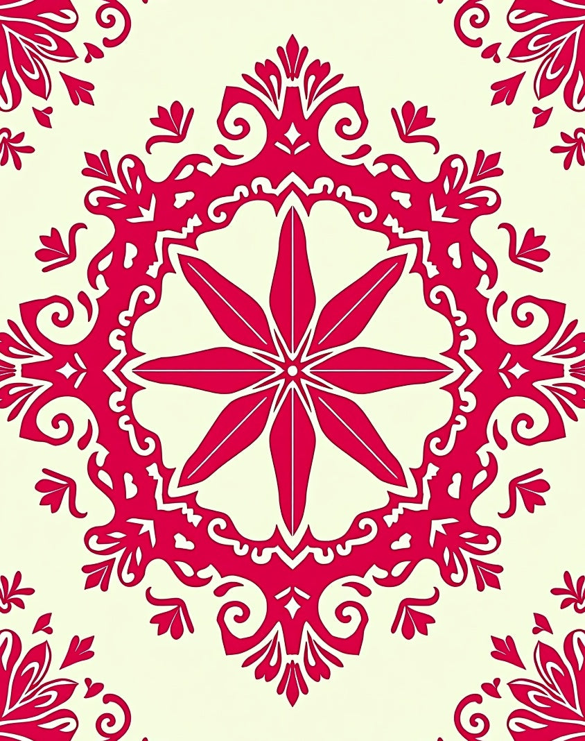 Ornate Red Floral Medallion Rug