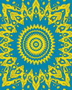 Yellow Sunburst Mandala Pattern Rug