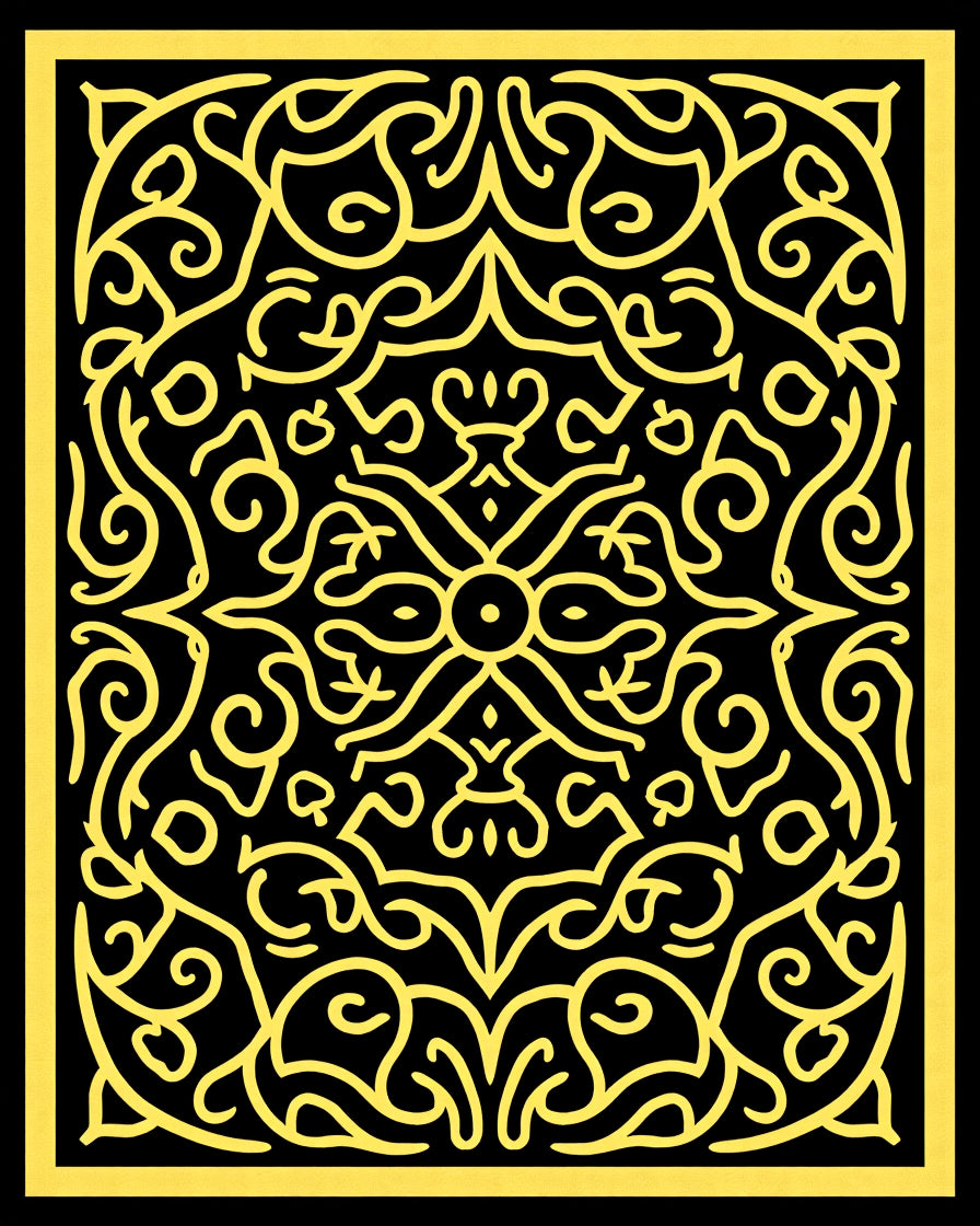Classic Yellow Swirl Pattern Rug