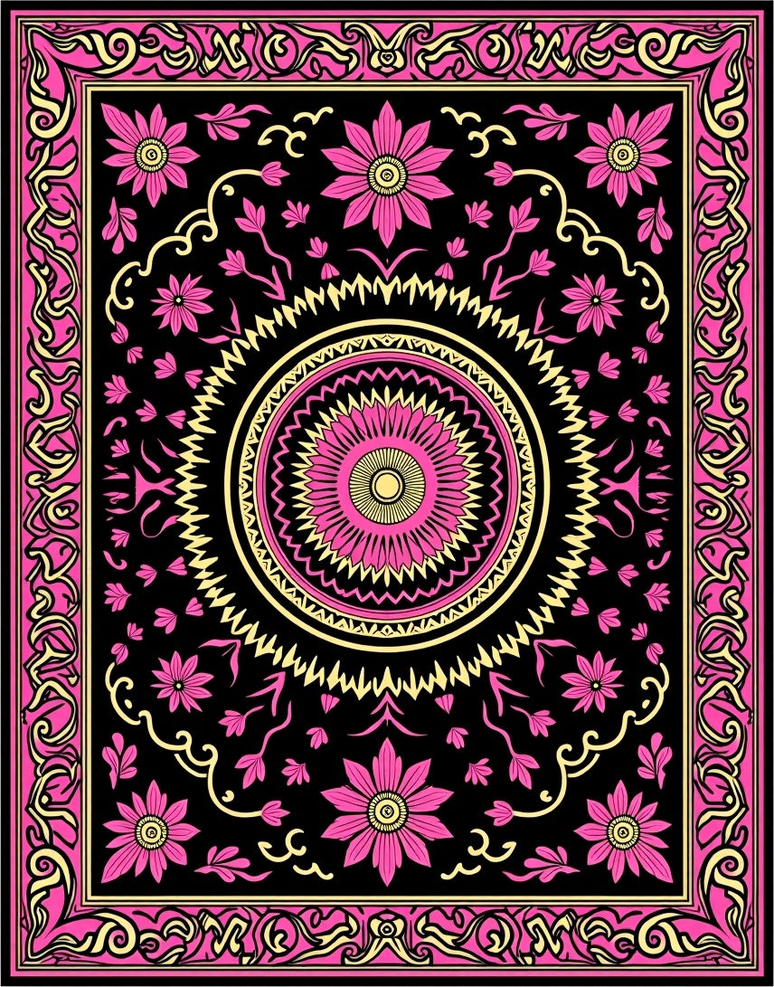 Bold Floral Sunburst Patterned Rug