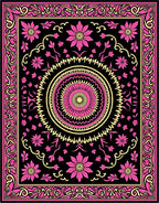Bold Floral Sunburst Patterned Rug