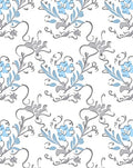 Light Blue Gray Floral Pattern Rug