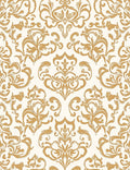 Opulent Gold Cream Damask Pattern Rug