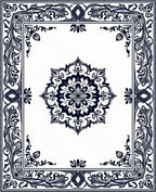 Ornate Floral Mandala Border Pattern Rug