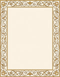 Elegant Gold Floral Scroll Border Rug