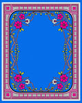 Vibrant Floral Vines With Geometric Border Rug