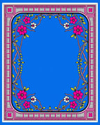 Vibrant Floral Vines With Geometric Border Rug