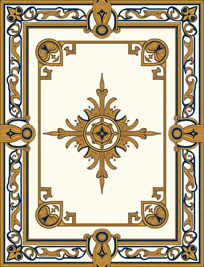 Elaborate Golden Bordered Floral Rug