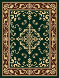 Elegant Gold Dark Green Floral Border Rug