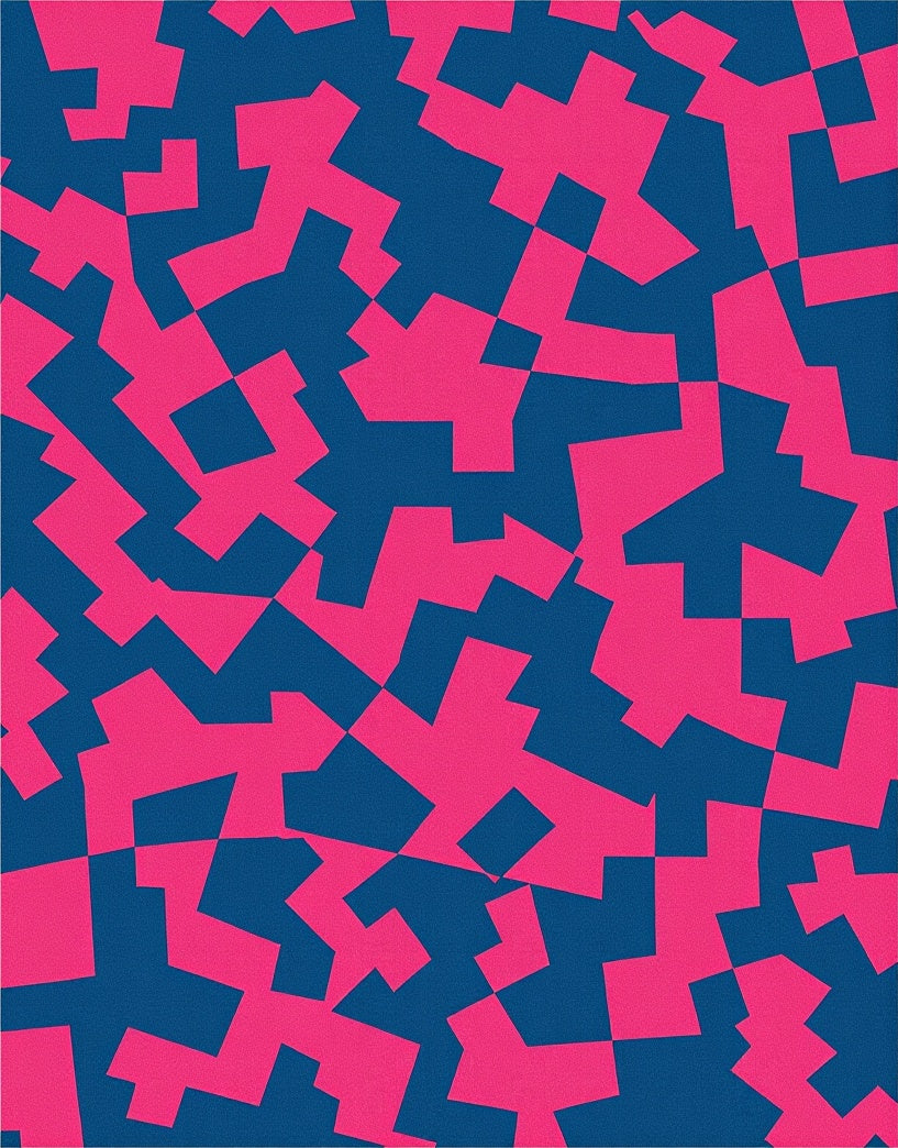Bold Pink Blue Geometric Design Rug