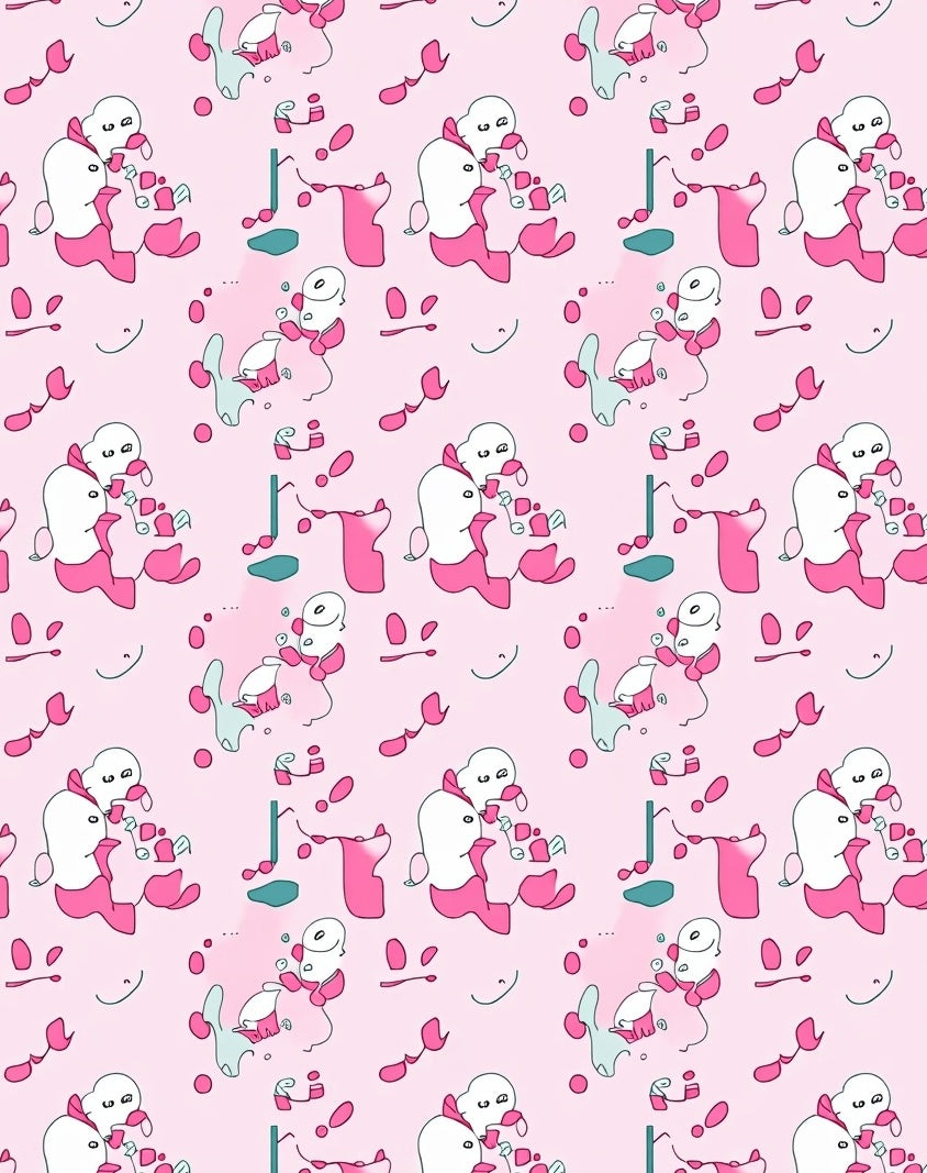 Playful Pink Blob Character Collection Rug